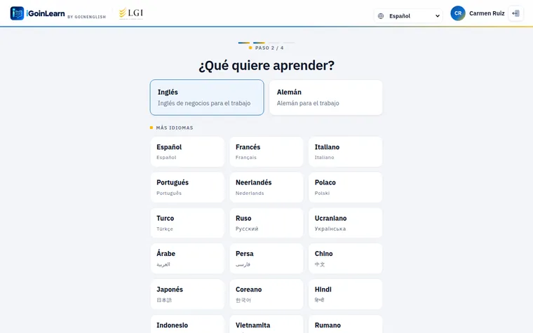 Lernsprache wählen