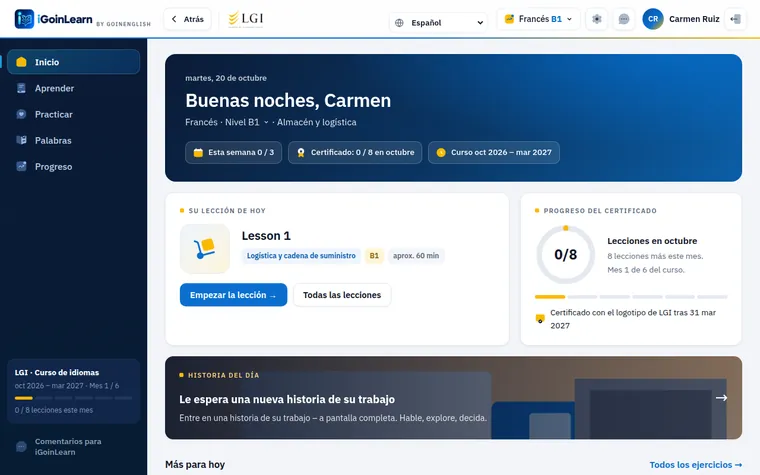 iGoinLearn auf Spanisch, von links nach rechts