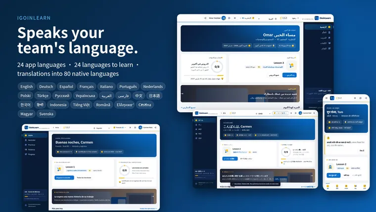iGoinLearn auf Spanisch, Japanisch, Arabisch und Hindi
